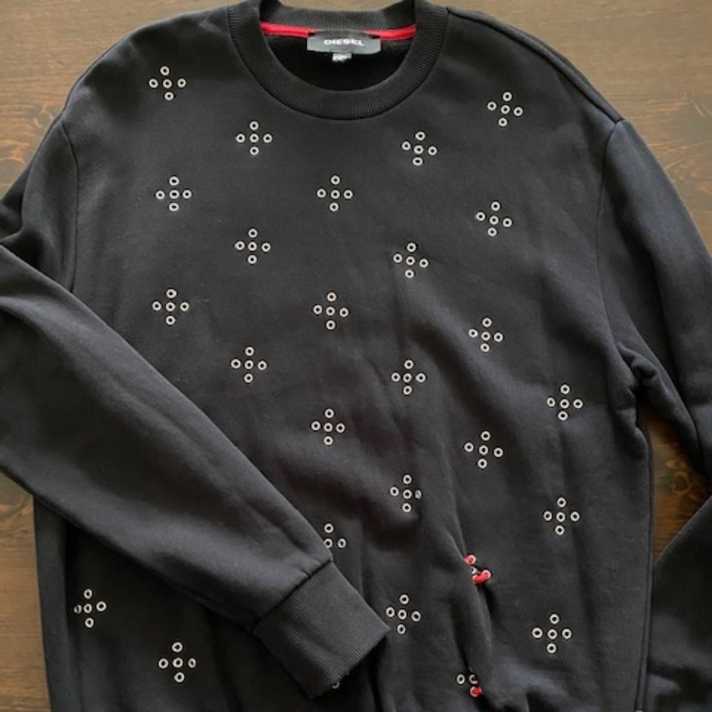 Diesel Men's Crewneck Sweatshirt with Grommets